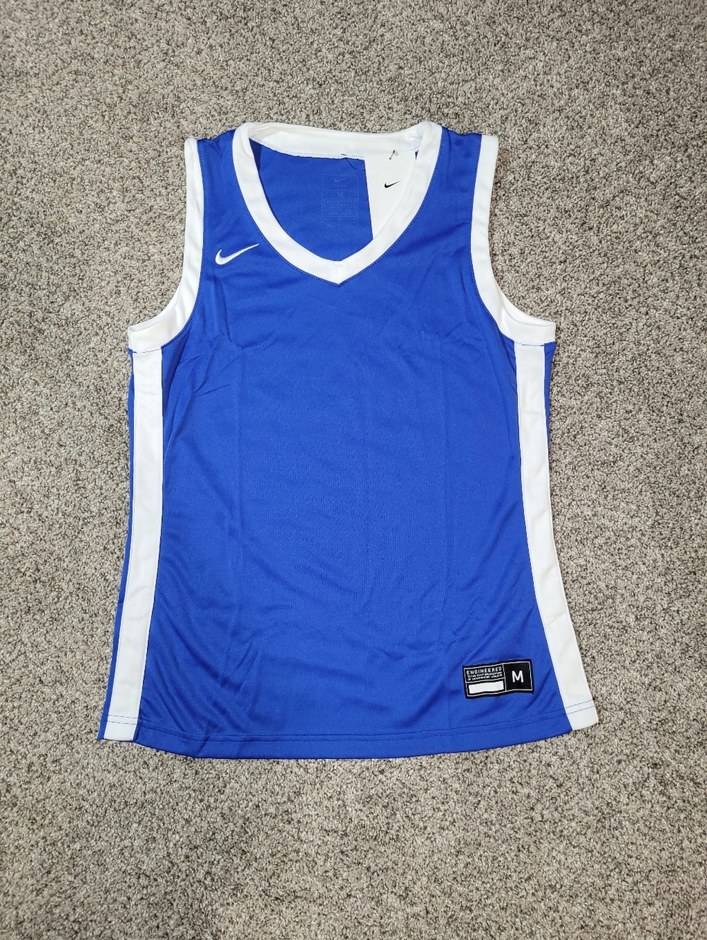 Nike Womens Medium Stock Elite Dri-FIT Basketball Game Blue White Jersey DC2369